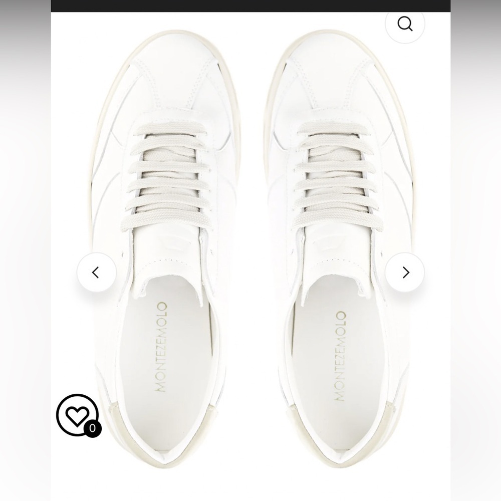 MONTEZEMOLO Men's White Calf Leather Tennis Court Sneakers Size 7 - Picture 4 of 9